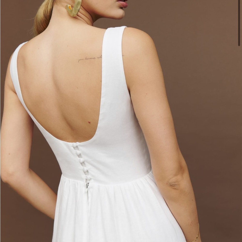 Reformation White Square-Neck Midi Dress - Picture 2 of 4